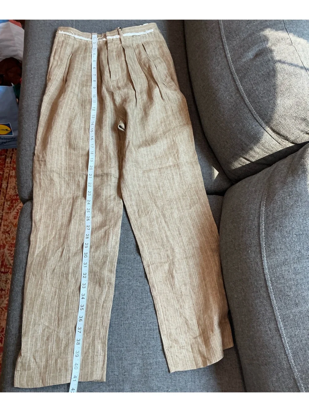 Zara Linen-Blend Pants in Light Brown